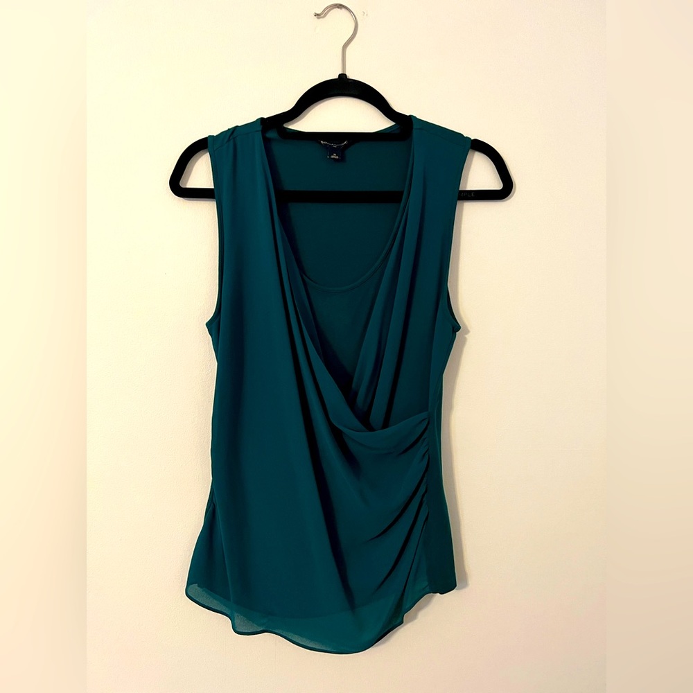 Banana Republic Emerald Green Ruched Sleeveless Shirt